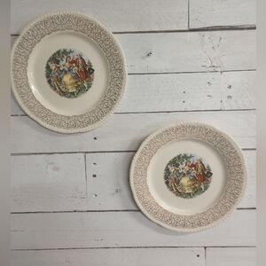 Vintage Johnson Bros England Windsor Ware Plates – Set of 2 Colonial Courtship